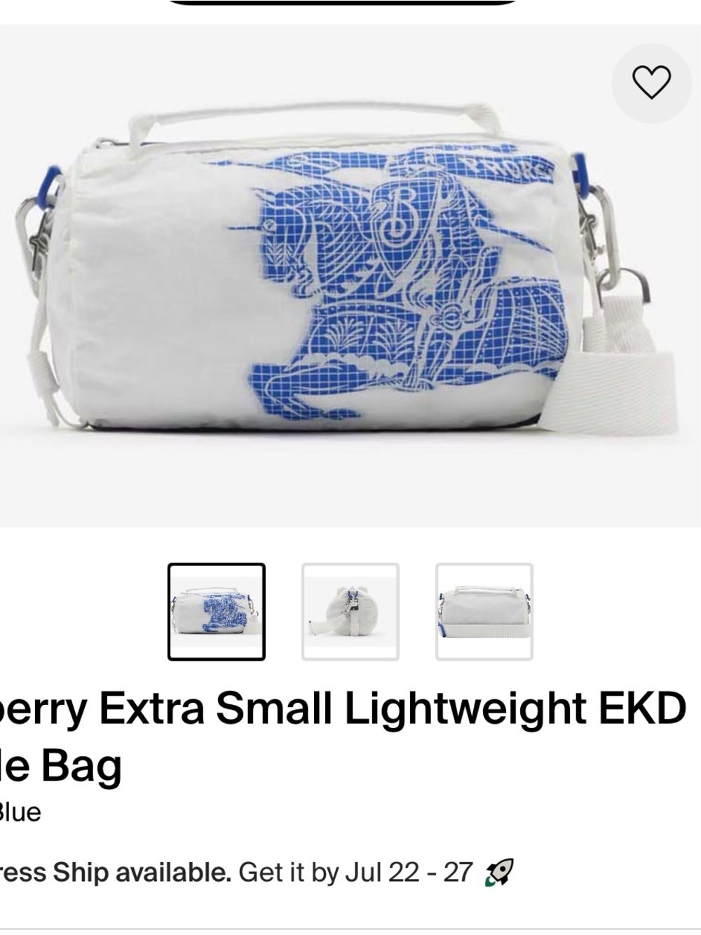 Burberry Extra Small Lightweight EKD White and Blue Crossbody Bag